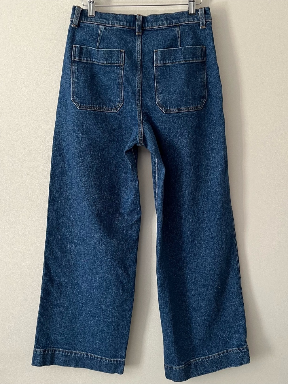 Banana Republic Dark Denim Wide Leg High Rise Patch Pocket Jeans 28 tag 30 x 29 - Picture 5 of 8